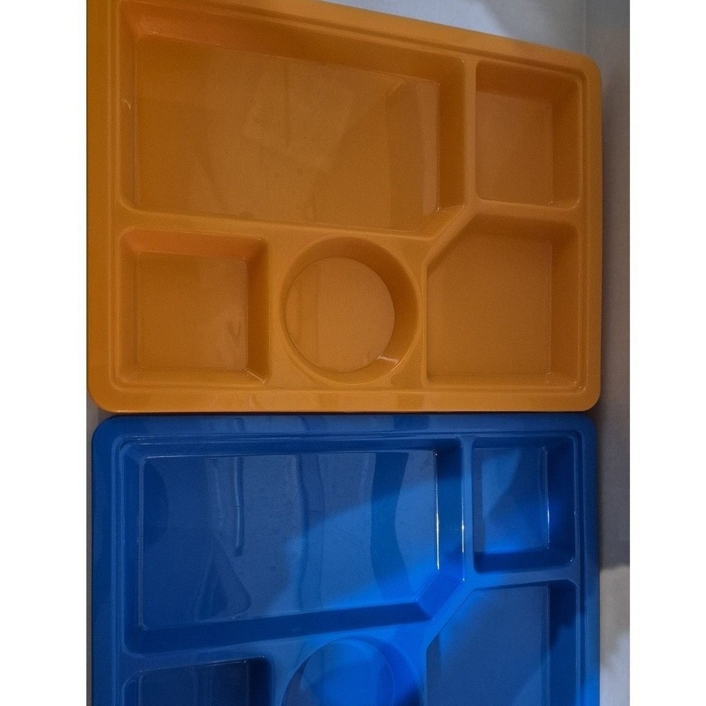Vintage Anyware Sectional Tray Retro Plastic Divided Cafeteria Multi Color 4pk